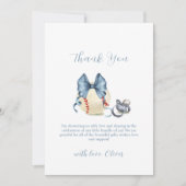 Blue Bow Pacifier Baseball Sport Boy Baby Shower  サンキューカード (正面)