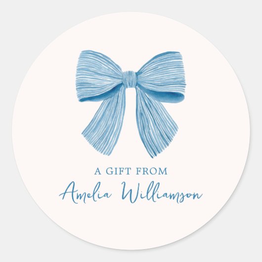Blue Bow Personalized Classic Preppy A Gift From ラウンドシール (正面)