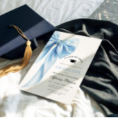 Blue Bow Photo Graduation Invitation 招待状