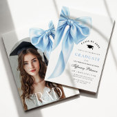 Blue Bow Photo Graduation Invitation 招待状
