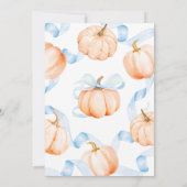 Blue Bow Pumpkin Baby Shower 招待状 (裏面)