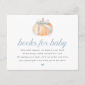 Blue Bow Pumpkin Baby Shower Books for Baby Card 招待状 (正面)