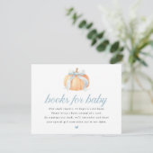 Blue Bow Pumpkin Baby Shower Books for Baby Card 招待状 (スタンド正面)