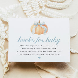 Blue Bow Pumpkin Baby Shower Books for Baby Card 招待状