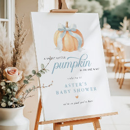 Blue Bow Pumpkin Baby Shower Welcome