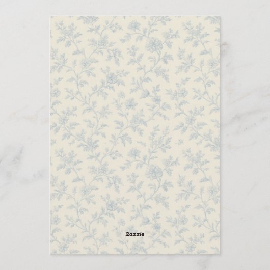 Blue Bow Regency Garden Tea Party Bridal Shower  招待状 (裏面)