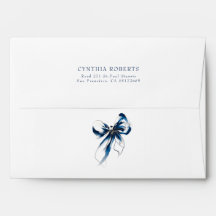 Blue Bow Romantic Elegant Chic Return Address