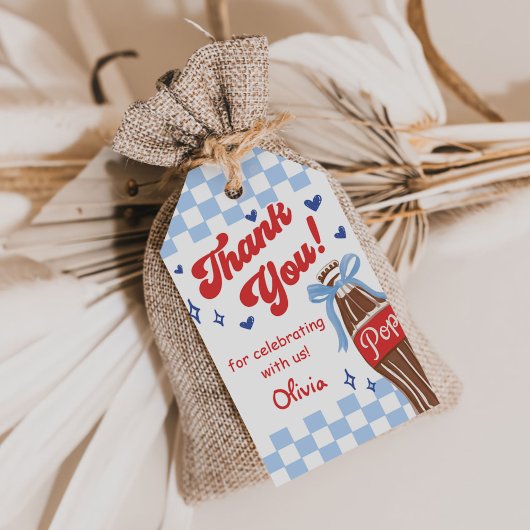 Blue Bow She's Ready to Pop Baby Shower ギフトタグ