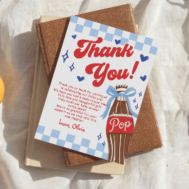 Blue Bow She's Ready to Pop Baby Shower サンキューカード