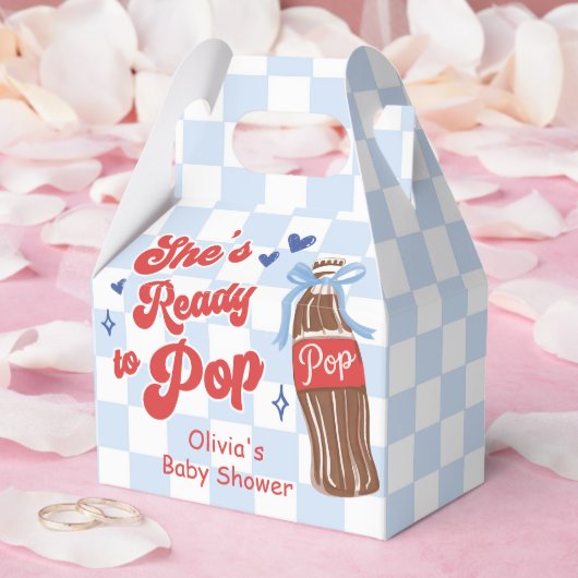 Blue Bow She's Ready to Pop Baby Shower フェイバーボックス (ウェディング)