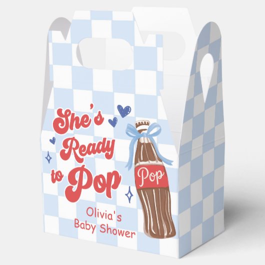Blue Bow She's Ready to Pop Baby Shower フェイバーボックス (オープン)