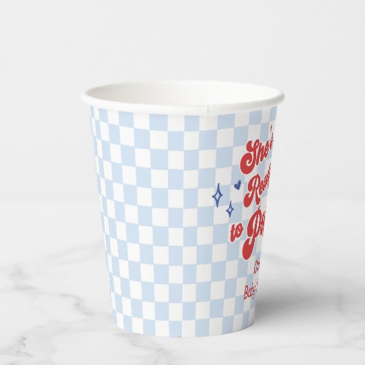 Blue Bow She's Ready to Pop Baby Shower 紙コップ (右)