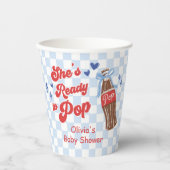 Blue Bow She's Ready to Pop Baby Shower 紙コップ (正面)