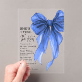 Blue Bow She's Tying The Knot Bridal Shower アクリル招待状 (インサイチュ (ポータブル))