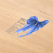 Blue Bow She's Tying The Knot Bridal Shower アクリル招待状 (レイダウン)