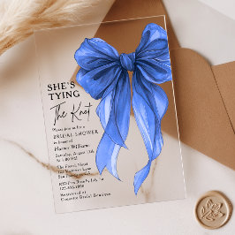 Blue Bow She's Tying The Knot Bridal Shower アクリル招待状