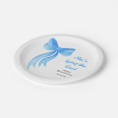 Blue Bow She's Tying the Knot Bridal Shower  ペーパープレート (アングル)