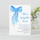 Blue Bow She's Tying the Knot Bridal Shower  招待状 (スタンド正面)