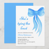 Blue Bow She's Tying the Knot Bridal Shower  招待状 (正面/裏面)