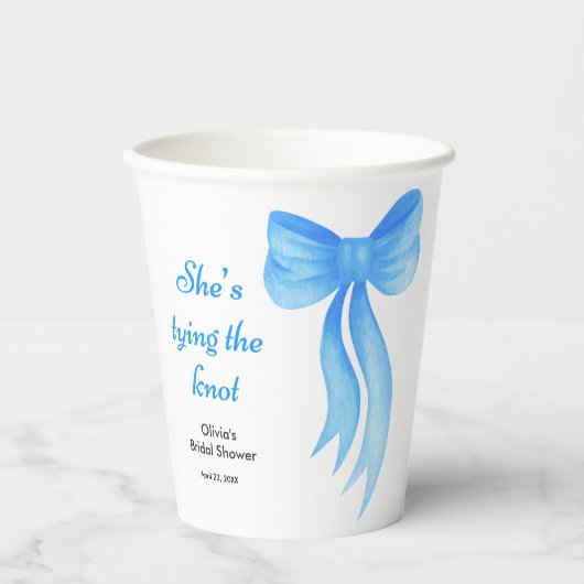 Blue Bow She's Tying the Knot Bridal Shower  紙コップ (正面)