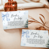 Blue Bow Snowflake Baby Shower Books for Baby Card 招待状