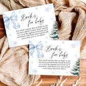 Blue Bow Snowflake Baby Shower Books for Baby Card 招待状