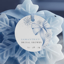 Blue Bow Snowflake Winter Bridal Shower Favor Tags フェイバータグ