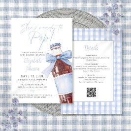 Blue Bow Soda Bottle Baby Shower All In One 招待状