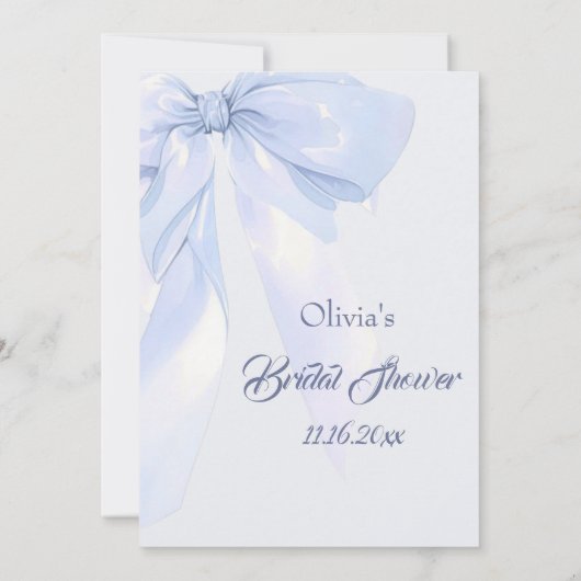 Blue Bow Something Blue Before I DO Bridal Shower 招待状 (裏面)
