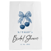 Blue Bow Something Blue Bridal Shower Favor Bags ミディアムペーパーバッグ (裏面)