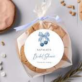 Blue Bow Something Blue Bridal Shower Stickers ラウンドシール