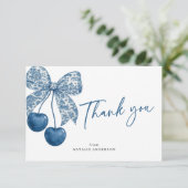 Blue Bow Something Blue Theme Bridal Shower サンキューカード (スタンド正面)