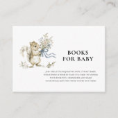 Blue Bow Squirrel Books for Baby Shower Card エンクロージャーカード (正面)