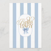 Blue Bow Stripes Elegant Baby Shower 招待状 (裏面)