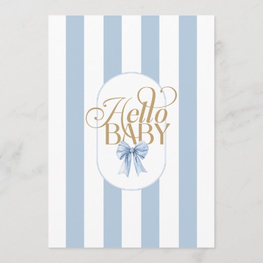 Blue Bow Stripes Elegant Baby Shower 招待状 (裏面)