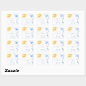 Blue Bow Sun Baby Shower Favor Sticker スクエアシール (シート)