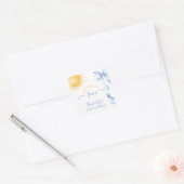Blue Bow Sun Baby Shower Favor Sticker スクエアシール (封筒)
