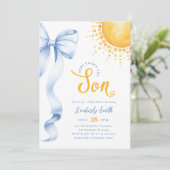 Blue Bow Sun Baby Shower Invitation 招待状 (スタンド正面)