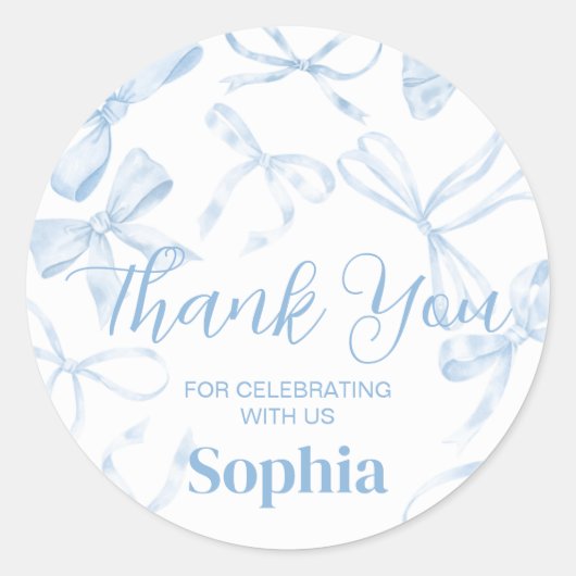 Blue Bow Sweet 16th Birthday Party  ラウンドシール (正面)