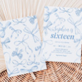 Blue Bow Sweet 16th Birthday Party  招待状