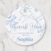 Blue Bow Sweet 16th Birthday Party Round フェイバータグ (正面)