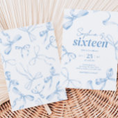 Blue Bow Sweet Sixteen Birthday  招待状