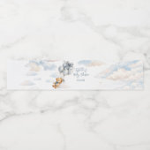 Blue Bow Teddy Bear Balloons Clouds Baby Boy ペットボトルラベル (シングルラベル)