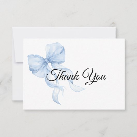 Blue bow Thank You Card サンキューカード (正面)
