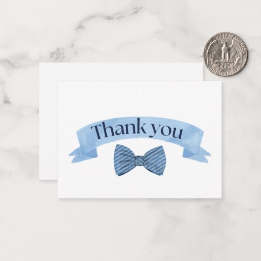 Blue Bow Tie Thank You Card ノートカード (正面/裏面インサイチュ)