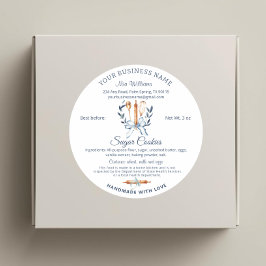 Blue Bow Utensils Cooking Cottage Food Law Bakery  ラウンドシール