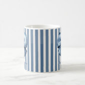 Blue Bow Watercolor Stripe Design コーヒーマグカップ (中央)
