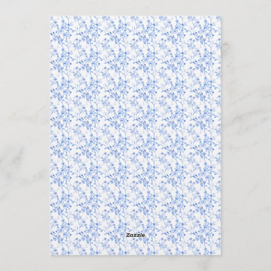 Blue Bow Watercolor Wreath Grandmillenial 招待状 (裏面)