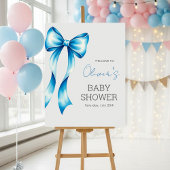 Blue Bow Welcome Sign, Blue Bow Baby Shower  ポスター