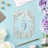 blue bow white baby's breath flowers table number アクリル招待状 (インサイチュ (ウェディング))